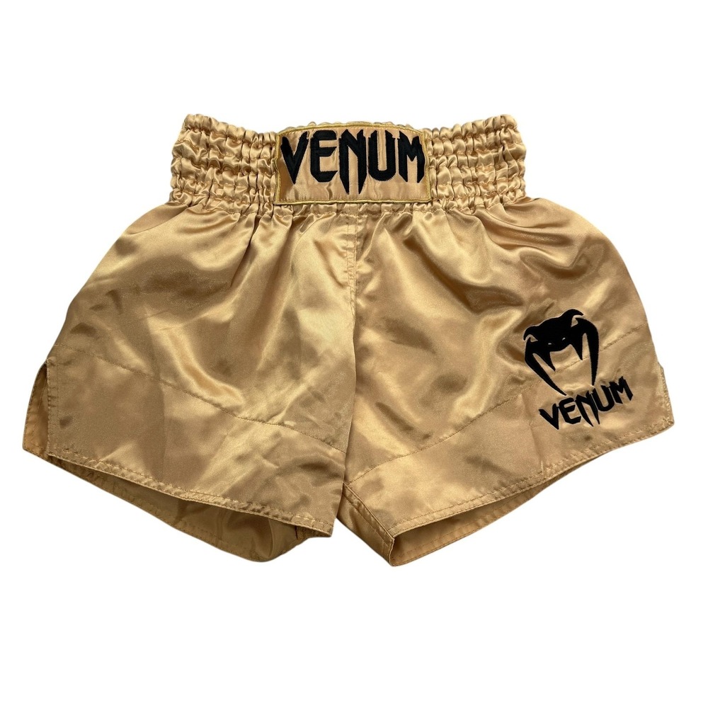 Venum Muay Thai Shorts Mens Medium Gold Fight Trunks MMA Kickboxing Training